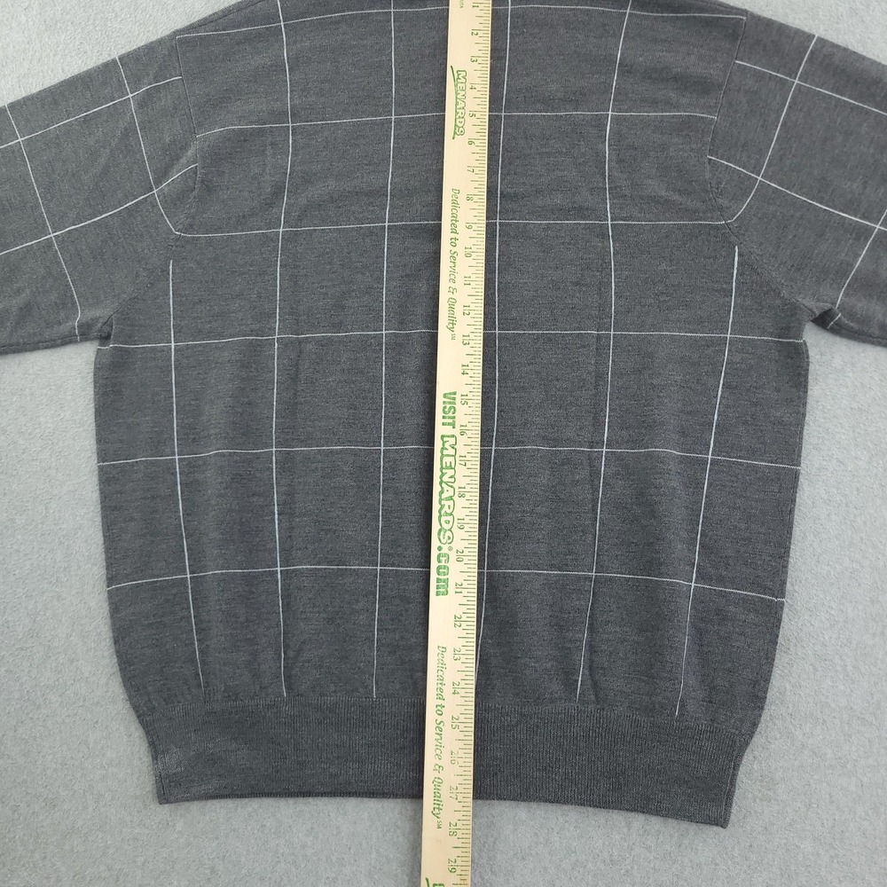 Peter Millar Sweater Mens XL Gray Merino Wool 1/4 Zip Mock Neck Pullover Check - Picture 9 of 12